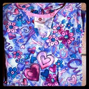 Flowers & Hearts Scrub Top